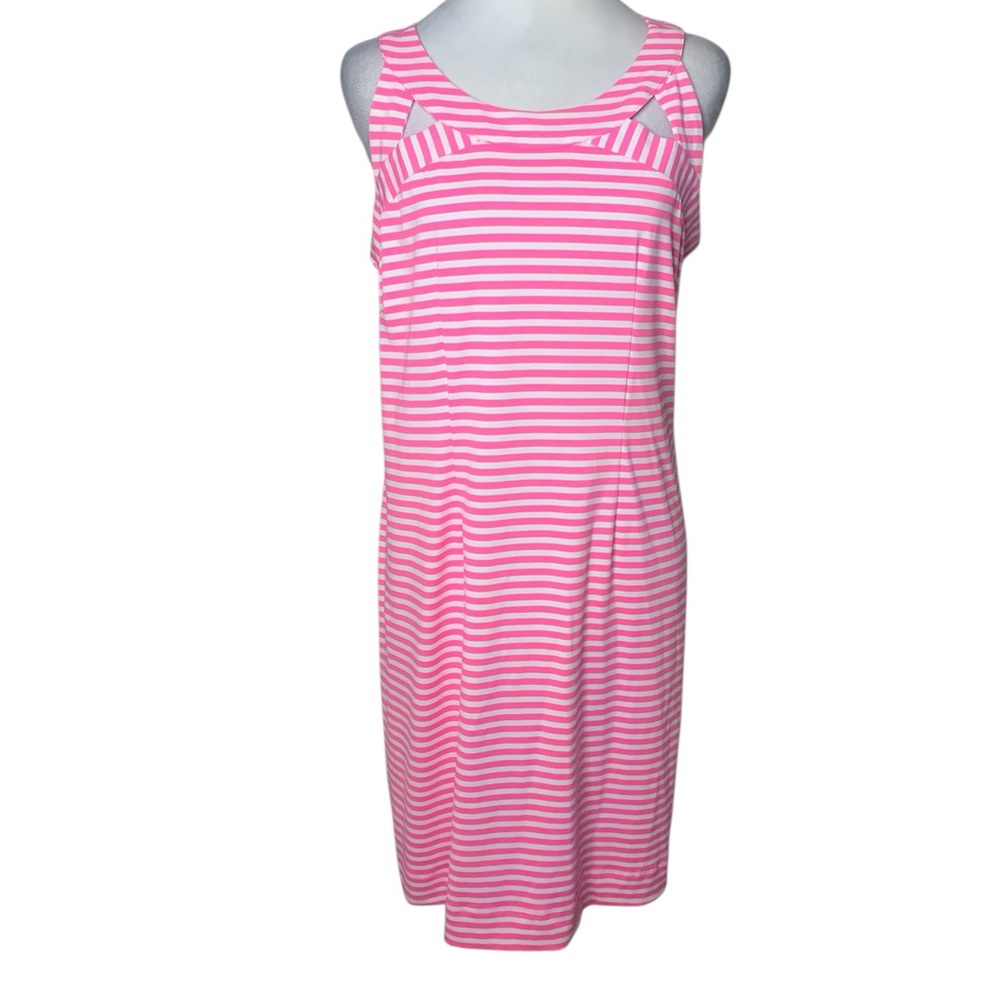 Lulu-B Women’s Small Pink & White Striped UPF Cut Out Sleeveless Dress Resort